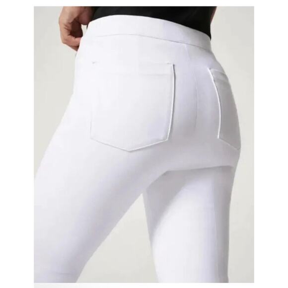 Spanx Women’s The Perfect Slim Straight Pull On Pant White Stretch Size L P NEW - Picture 7 of 16